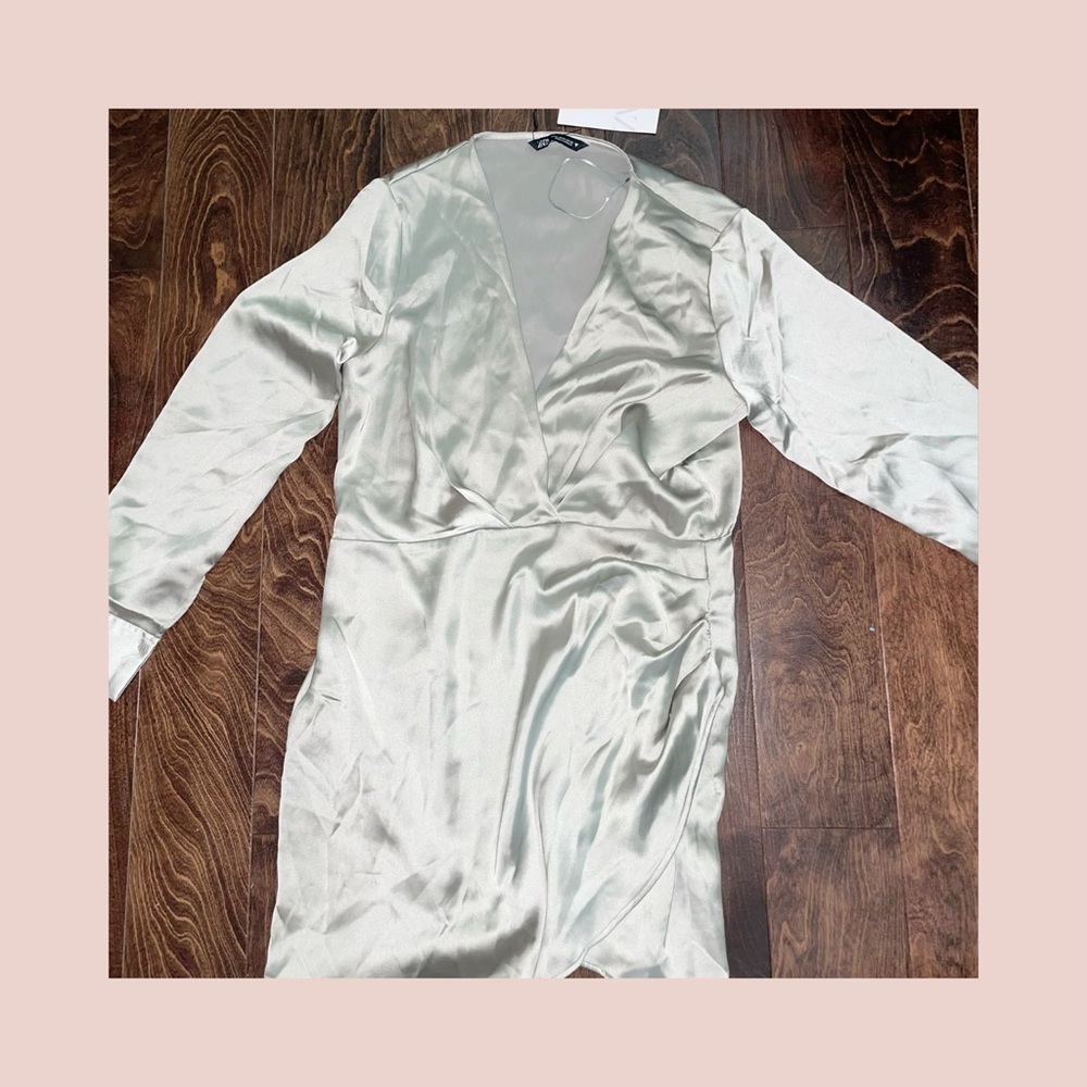 Zara - XL Silver Satin Dress